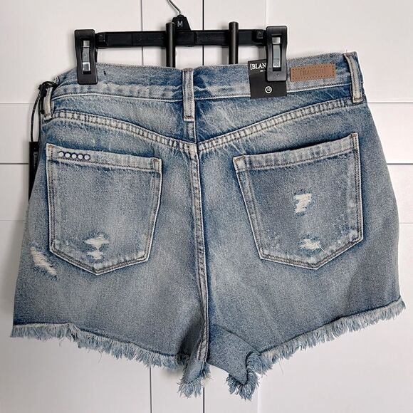 Blank NYC Blue Distressed Jean Shorts - NWT - Sz 30 - Picture 3 of 5